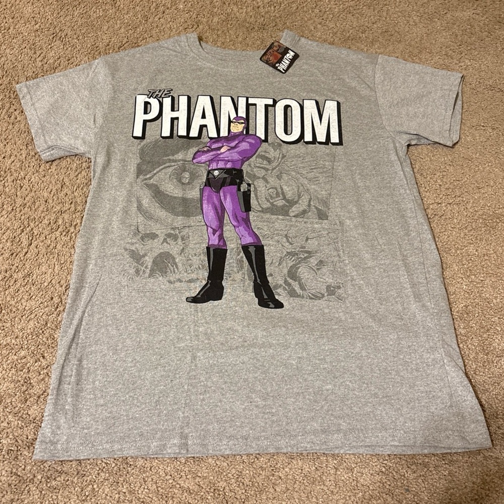NWT The Phantom Comics Strip Shirt Gray Medium Brisco Brands Superhero Unisex